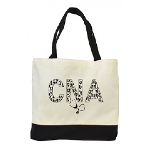 Cna Leopard Print Canvas Bag Black 92228 Hand Held